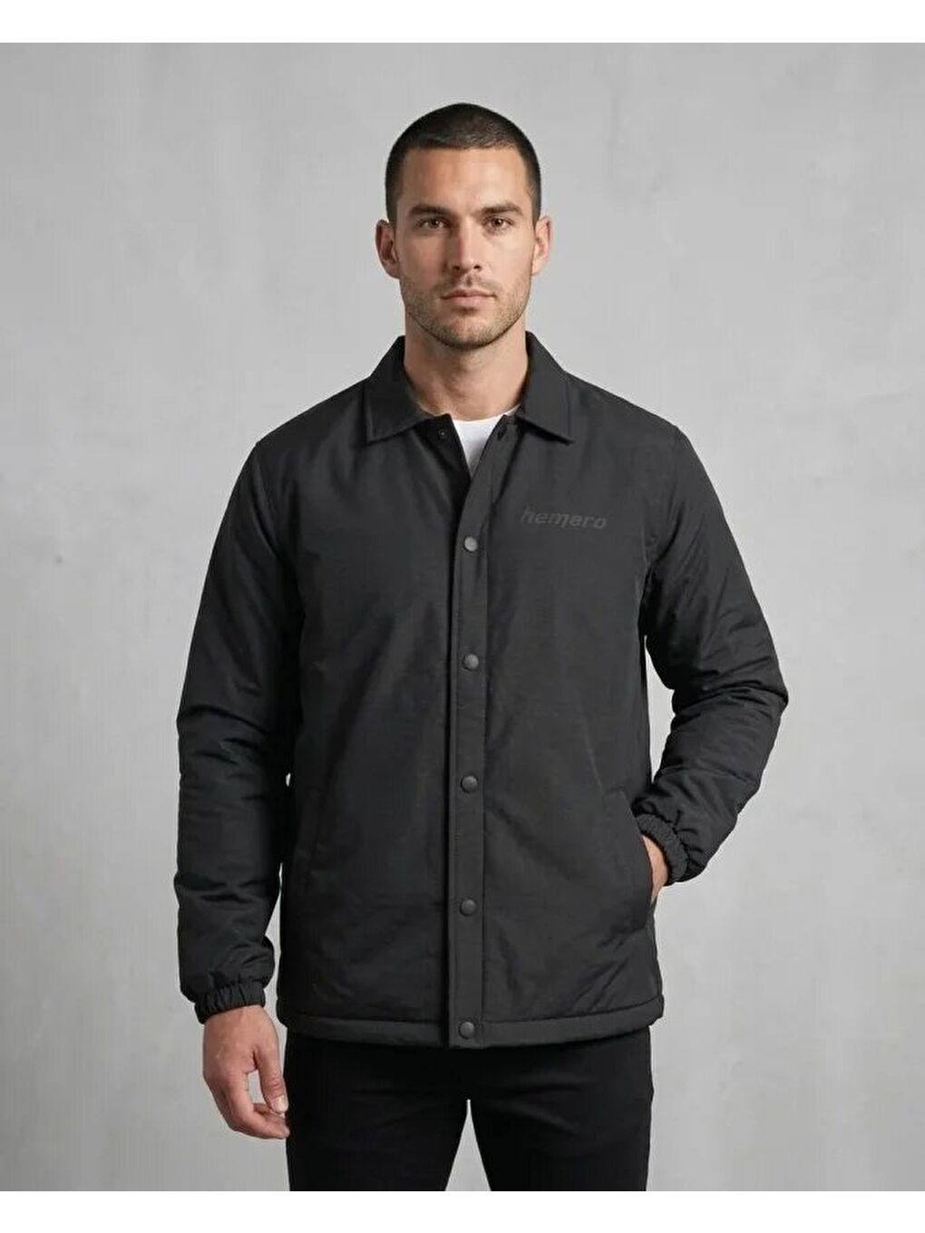 Siyah Erkek Yağmur İtici İç Astarlı Çıtçıtlı İç Cepli Dış Cepli Mevsimlik Mont