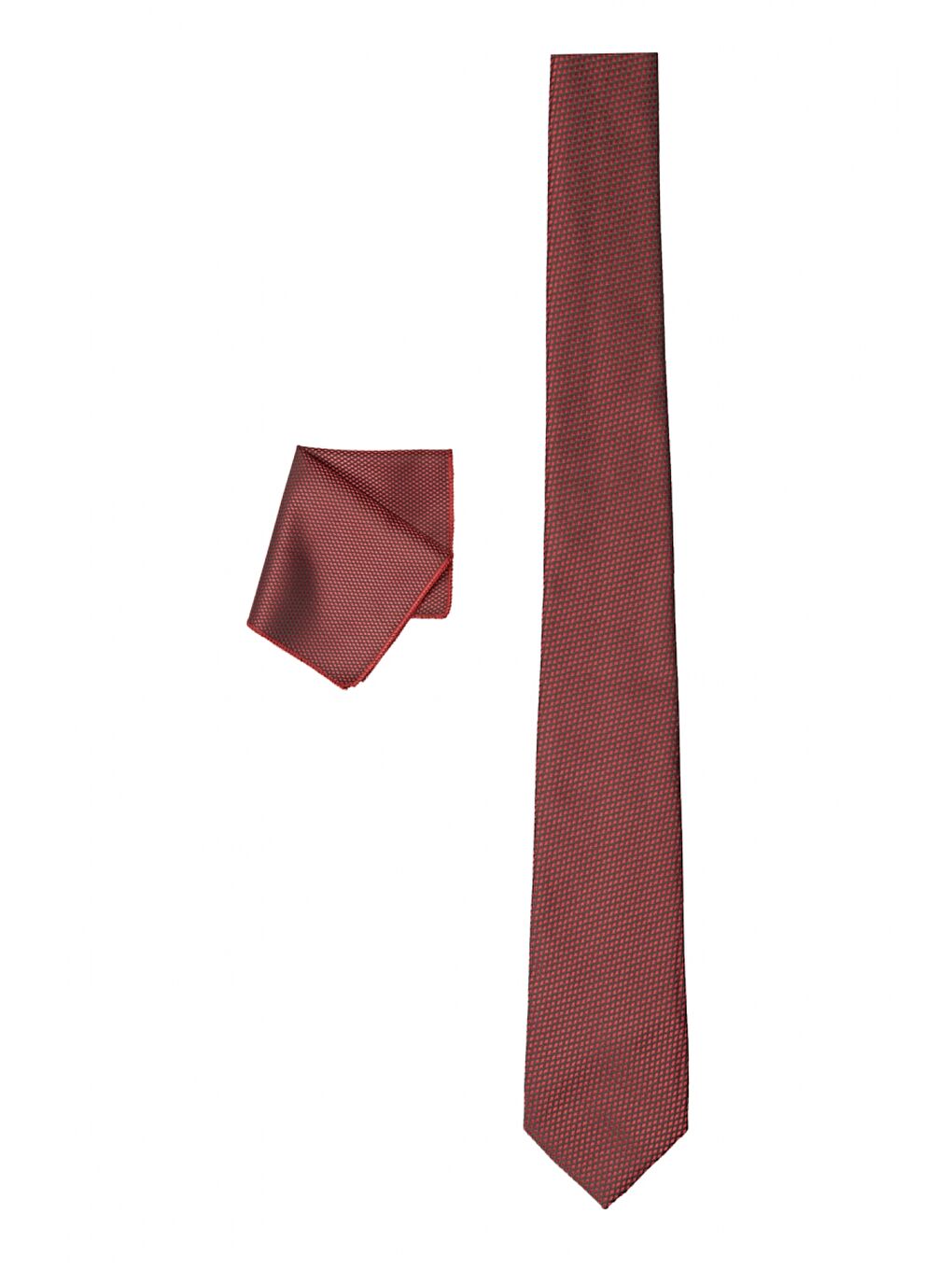 Erkek Bordo Nano Kravat-Mendil Set