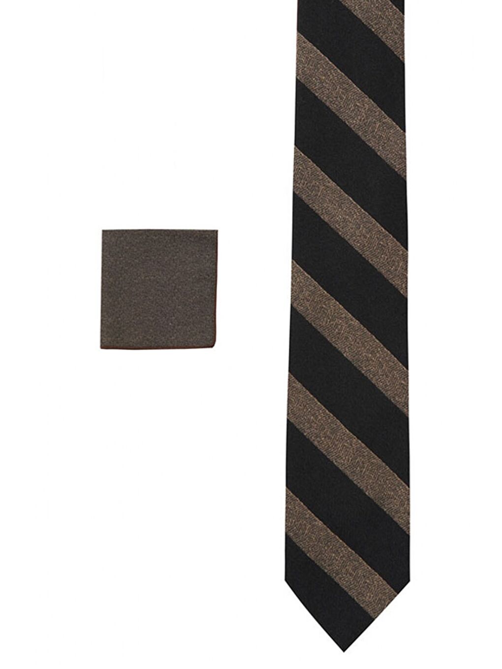 Erkek Lacivert-Vizon Desenli Nano Kravat-Mendil Set