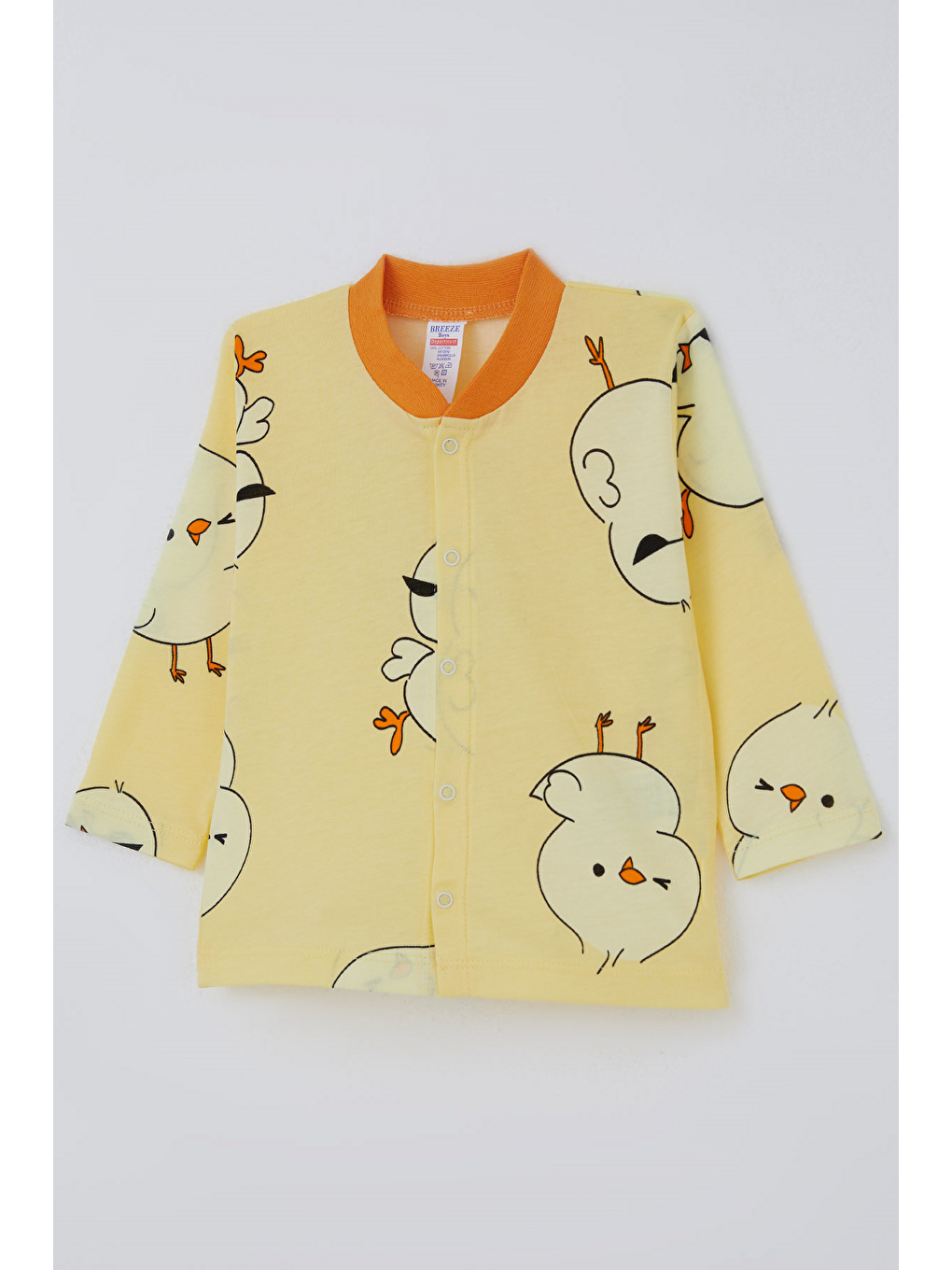 Erkek Bebek Pijama Takımı Sevimli Civciv Desenli Önden Çıtçıtlı Sarı (4 Ay - 1 Yaş)-5