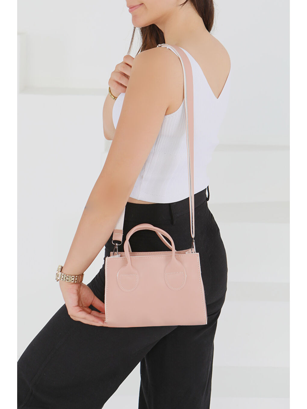 Pembe Kadın Pudra Mini El Çantası - 27466-2