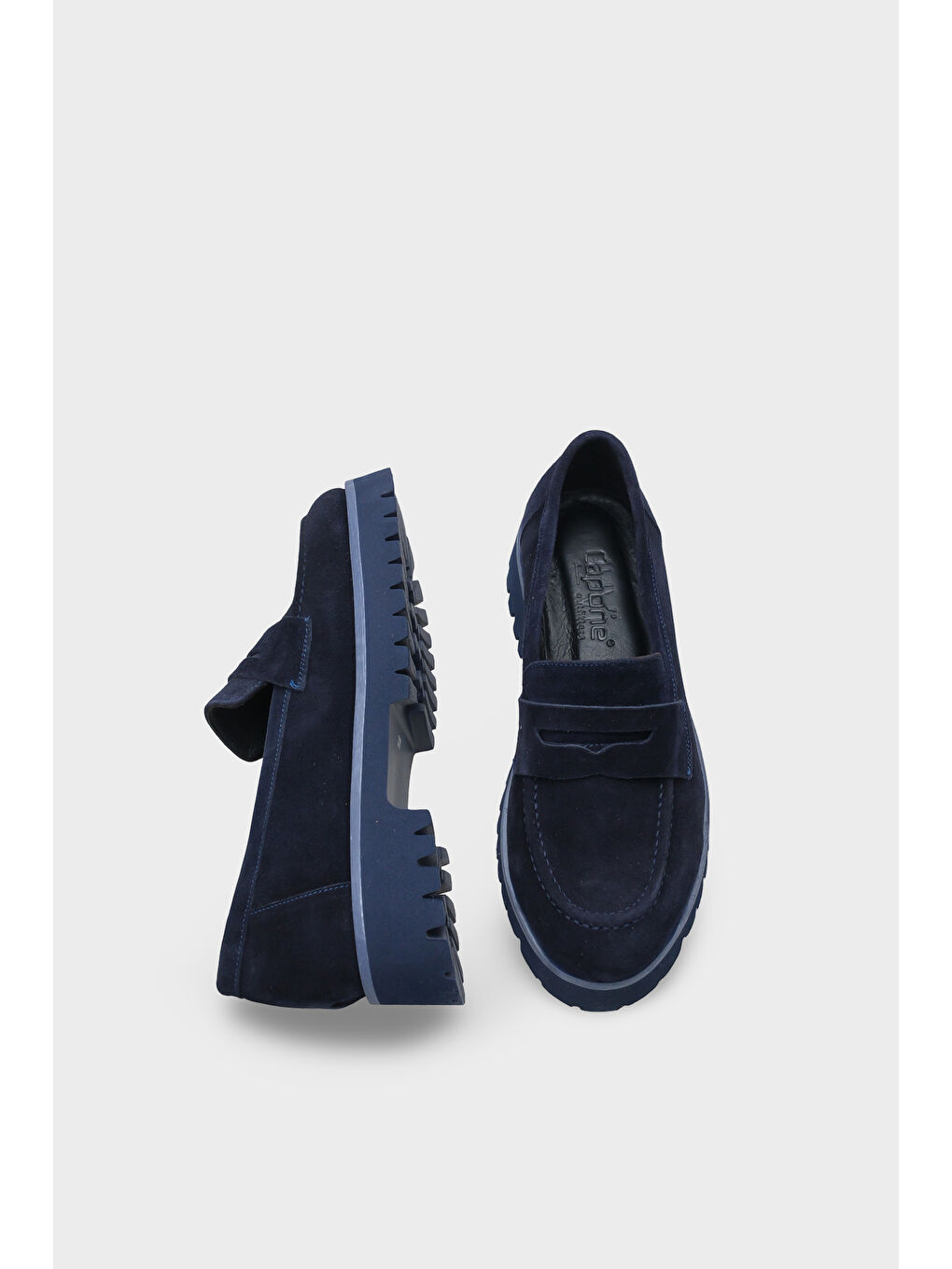 Lacivert Tisha Mantar Tabanlı Deri Kadın Loafer-4