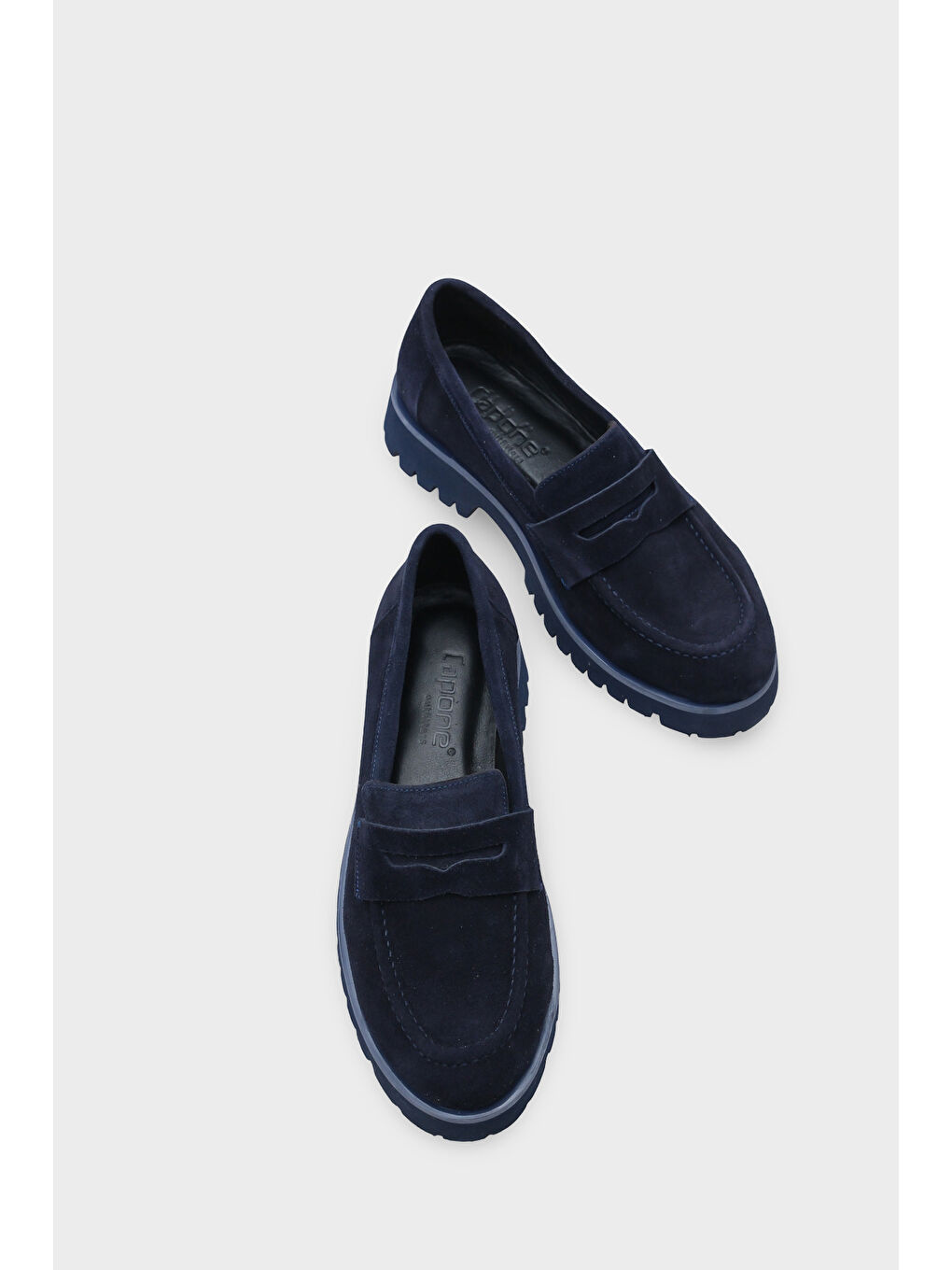 Lacivert Tisha Mantar Tabanlı Deri Kadın Loafer-5