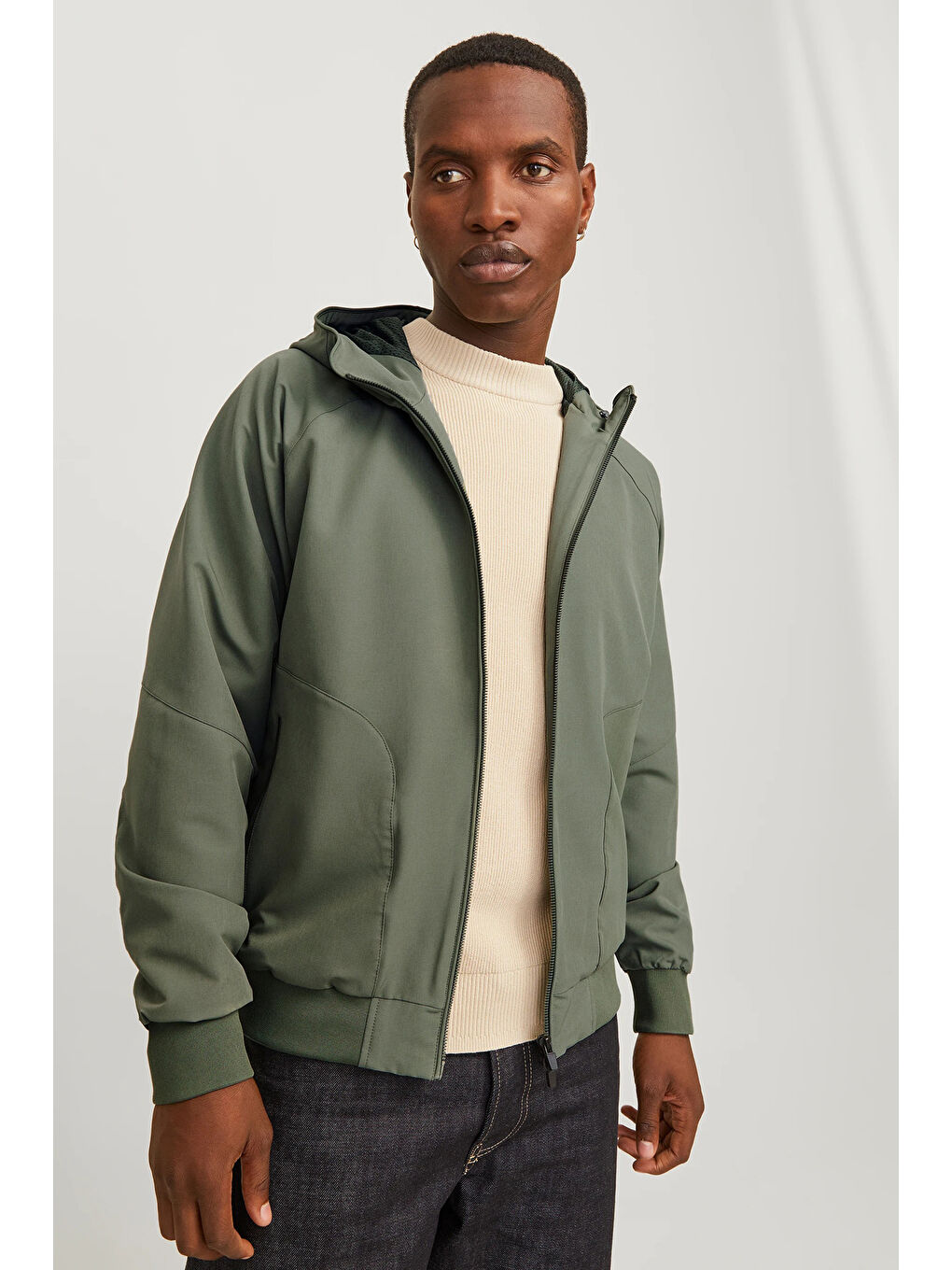 Yeşil Essentials Jjeperfect Regular Fit Kapüşonlu Mont 12270682-6