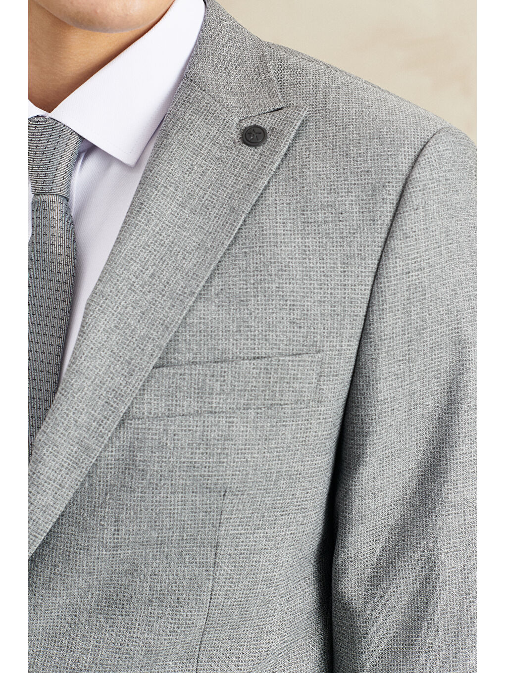 Erkek Gri Ekstra Slim Fit Dar Kesim Kırlangıç Yaka Desenli Takım Elbise-2