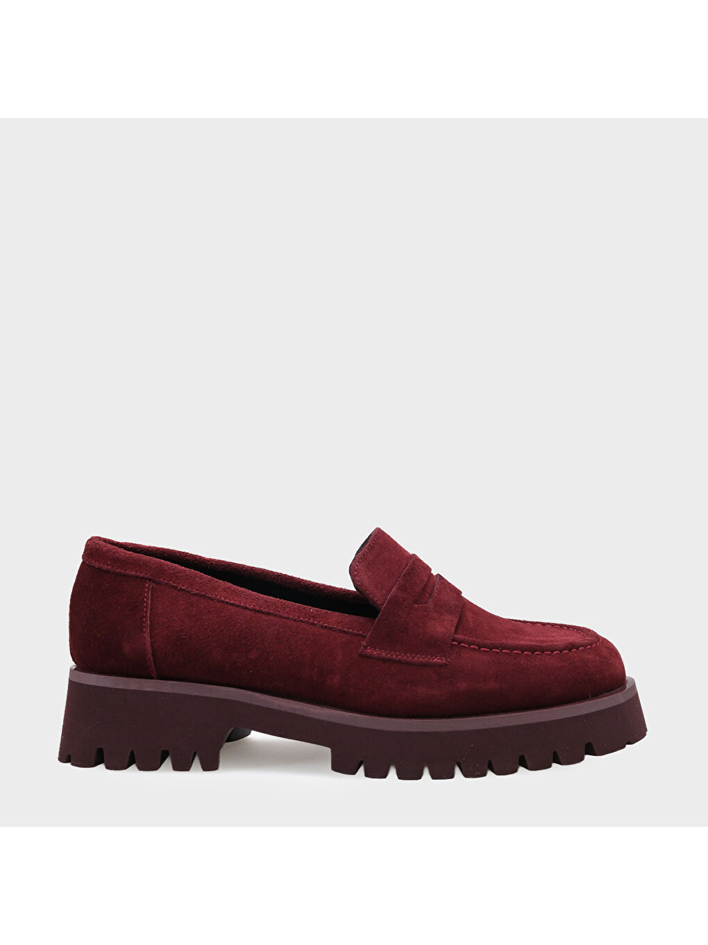 Bordo Tisha Mantar Tabanlı Deri Kadın Loafer