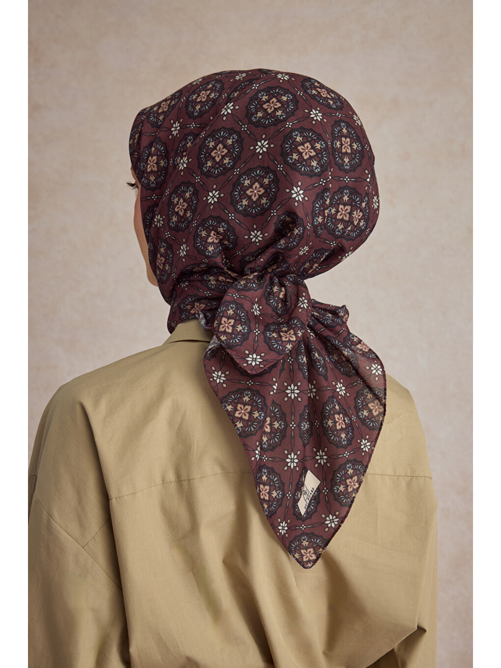 Pamuk Eşarp Medallion Bordo-4