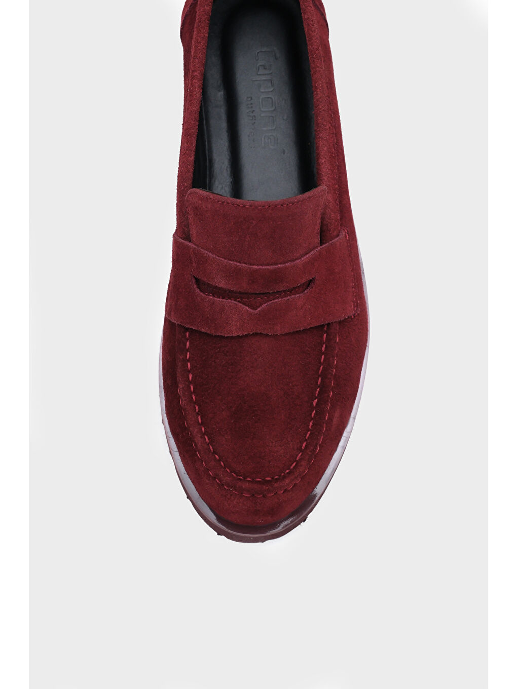 Bordo Tisha Mantar Tabanlı Deri Kadın Loafer-2