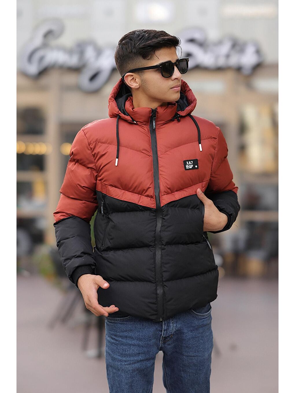 Kahverengi Erkek Çocuk Su Geçirmez Şişme Mont