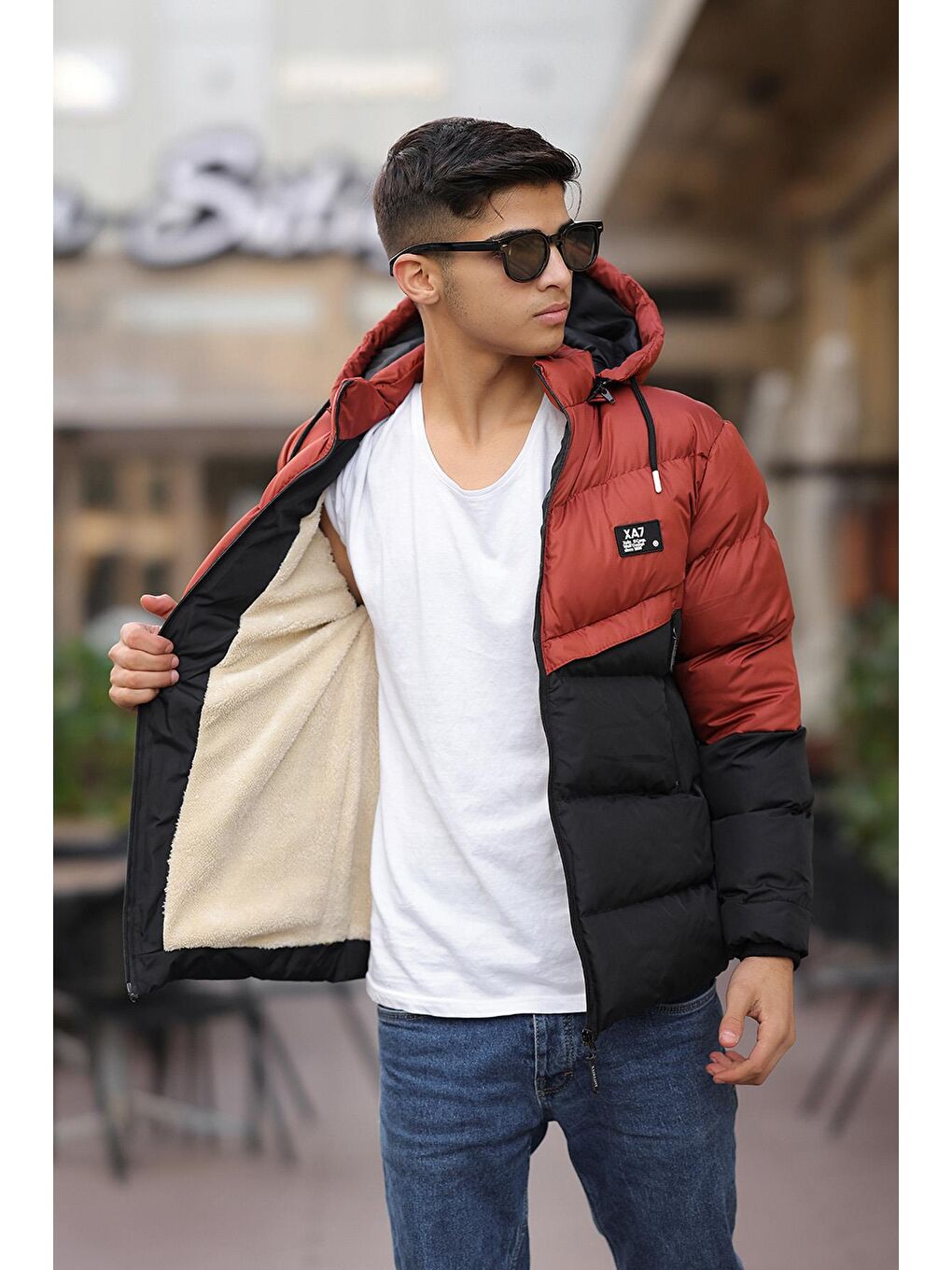 Kahverengi Erkek Çocuk Su Geçirmez Şişme Mont-1