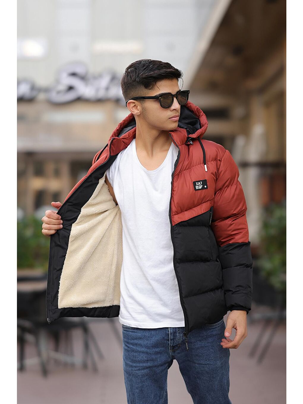 Kahverengi Erkek Çocuk Su Geçirmez Şişme Mont-3