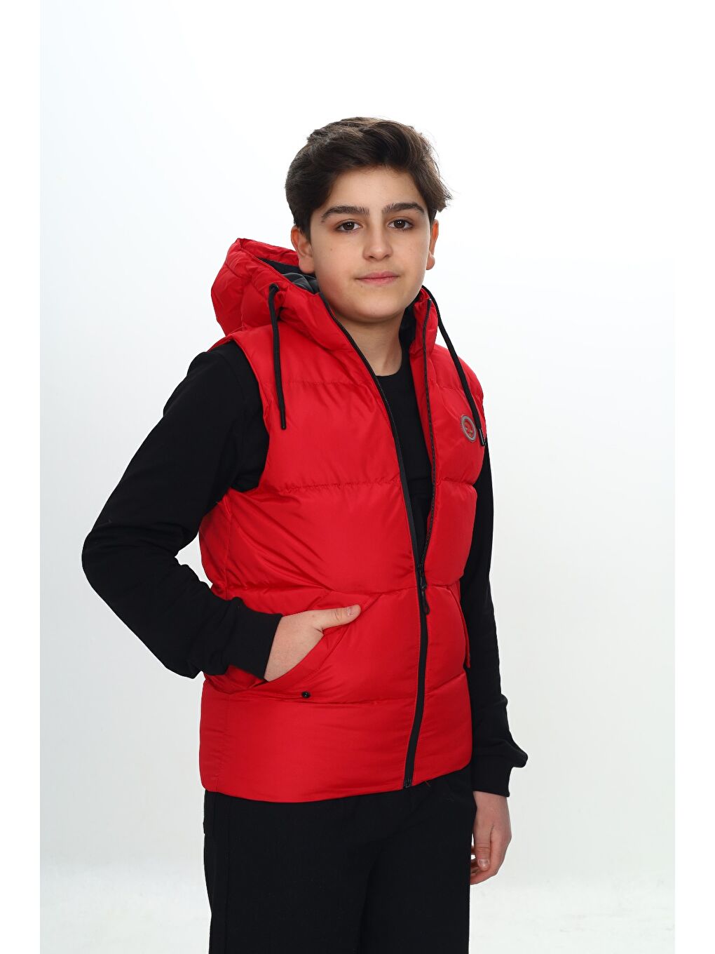 Kırmızı Erkek Çocuk Göğsü Armalı Şişme Yelek-3