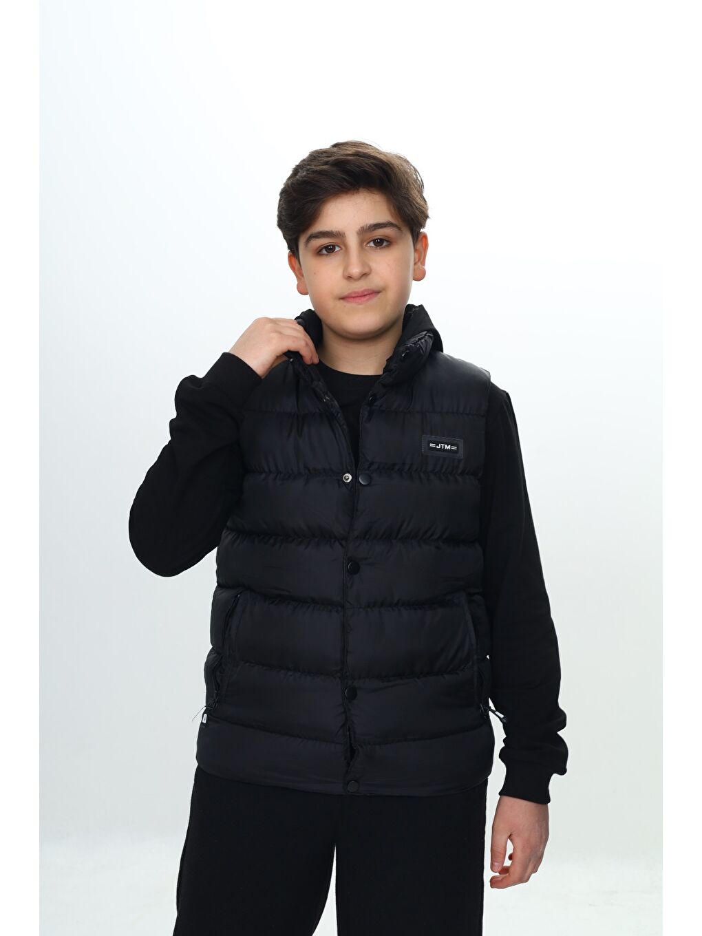 Siyah Erkek Çocuk Göğsü Armalı Şişme Yelek-5