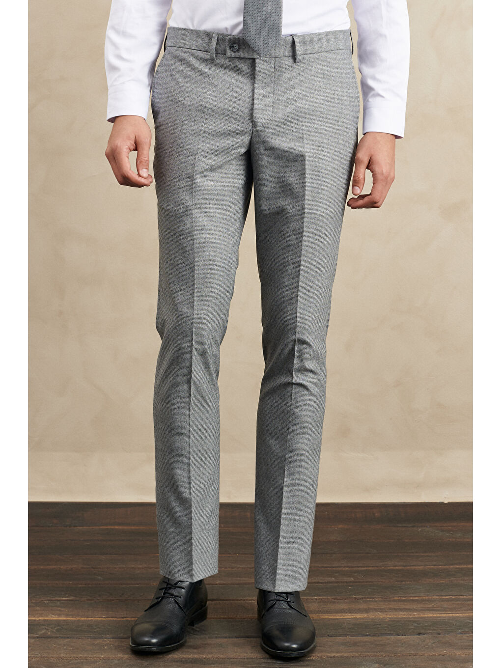 Erkek Gri Ekstra Slim Fit Dar Kesim Kırlangıç Yaka Desenli Takım Elbise-5