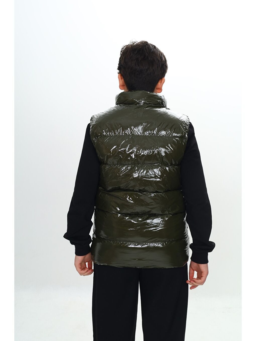 Haki Erkek Çocuk Parlak Görünümlü Şişme Yelek-5