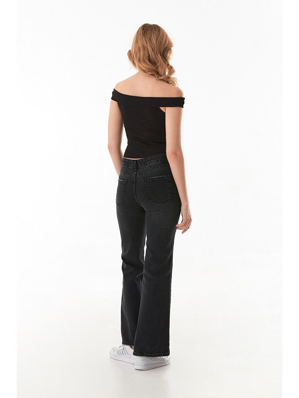 Siyah Basic Madonna Yaka Modal Bluz-4