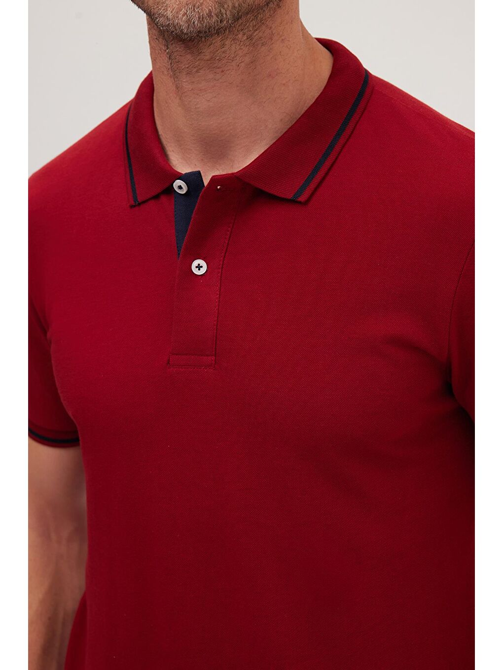 Erkek Slim Fit Dar Kesim %100 Pamuk Yumuşak Dokulu Serin Tutan Kumaş Düz Pike Bordo Polo Yaka Tişört-3