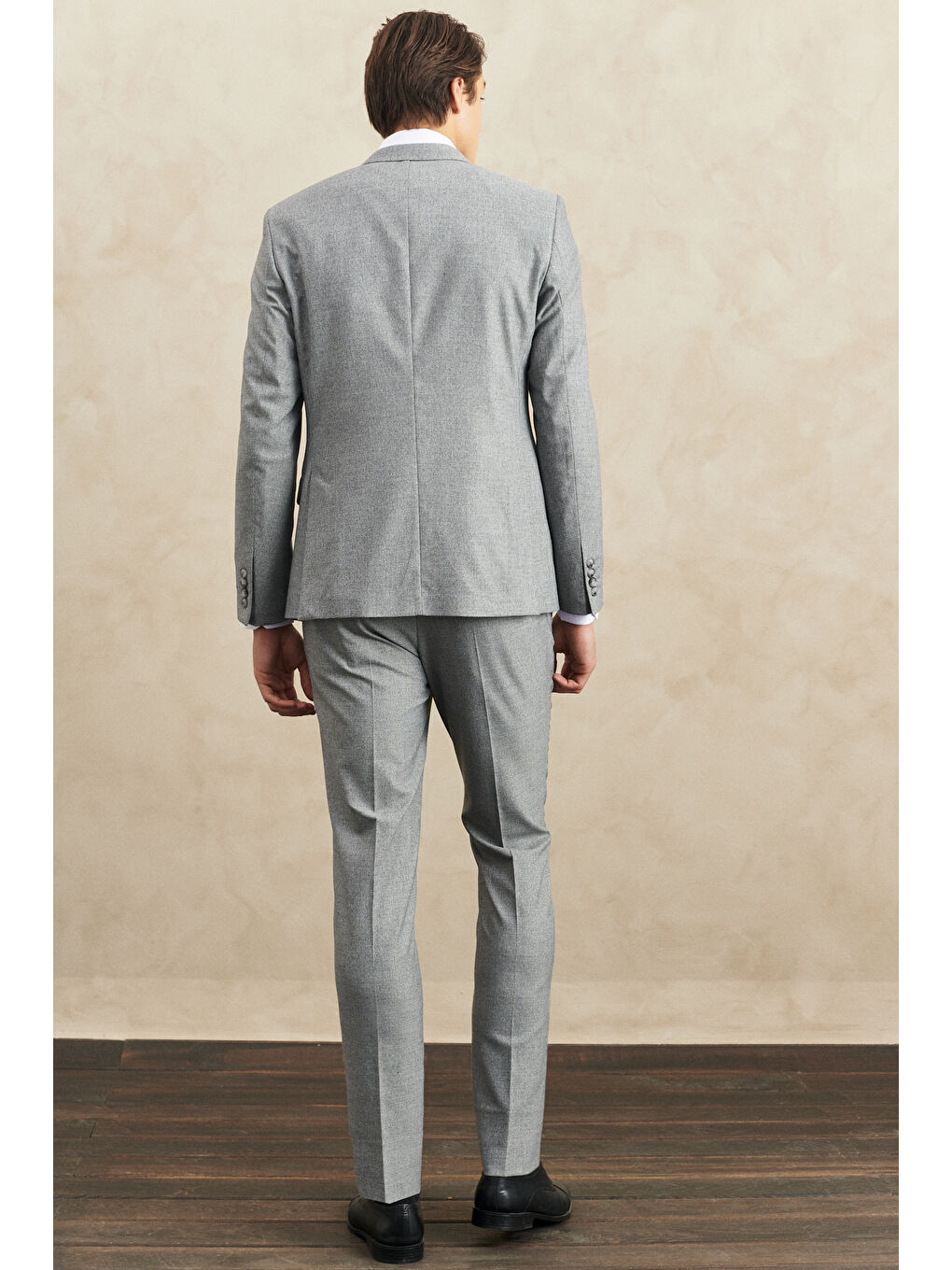 Erkek Gri Ekstra Slim Fit Dar Kesim Kırlangıç Yaka Desenli Takım Elbise-6