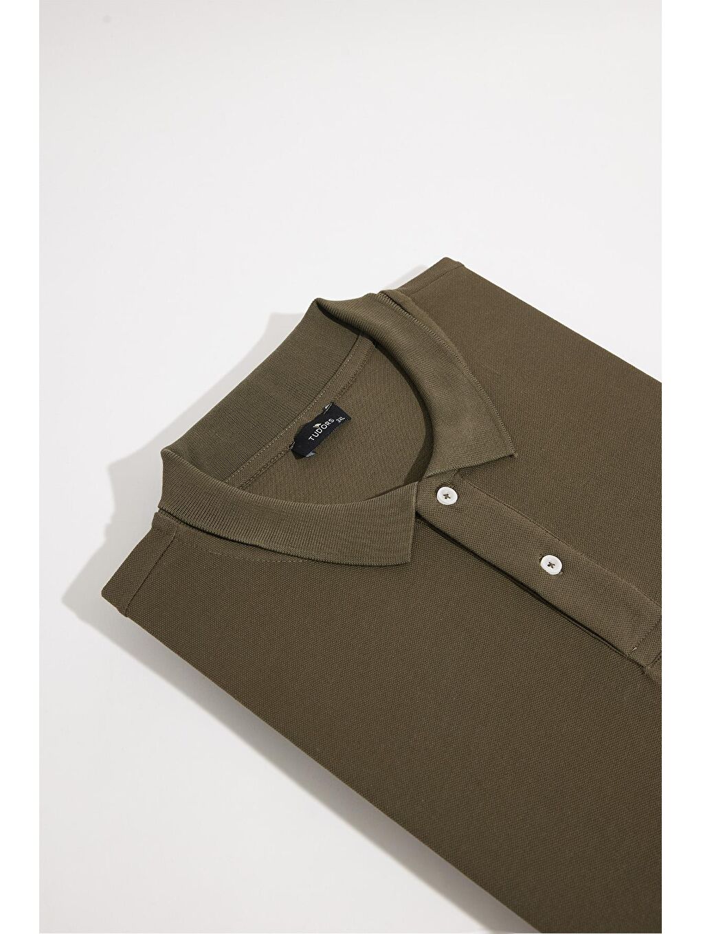 Erkek Big Size Büyük Beden %100 Pamuk Düz Pike Haki Polo Yaka Tişört-2