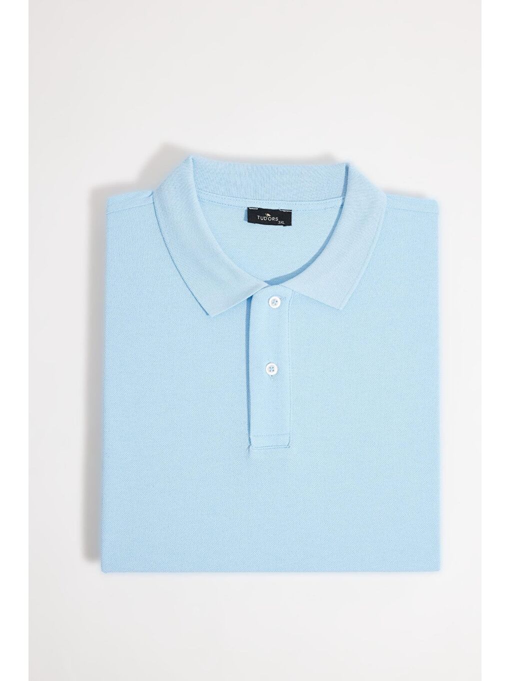 Erkek Big Size Büyük Beden %100 Pamuk Düz Pike Mavi Polo Yaka Tişört