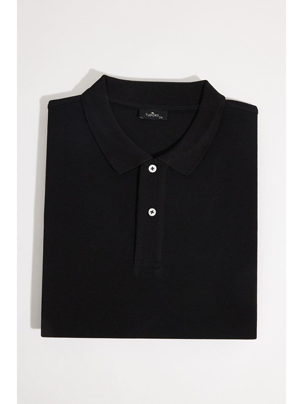 Erkek Big Size Büyük Beden %100 Pamuk Düz Pike Siyah Polo Yaka Tişört