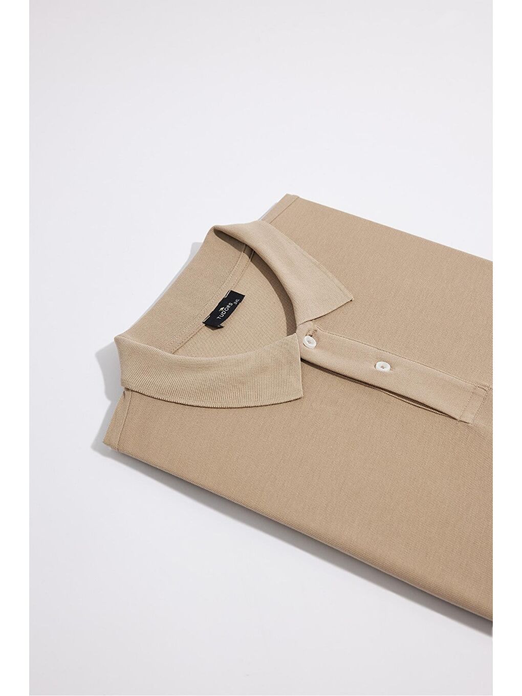 Bej Erkek Big Size Büyük Beden %100 Pamuk Düz Pike Taş Polo Yaka Tişört-1