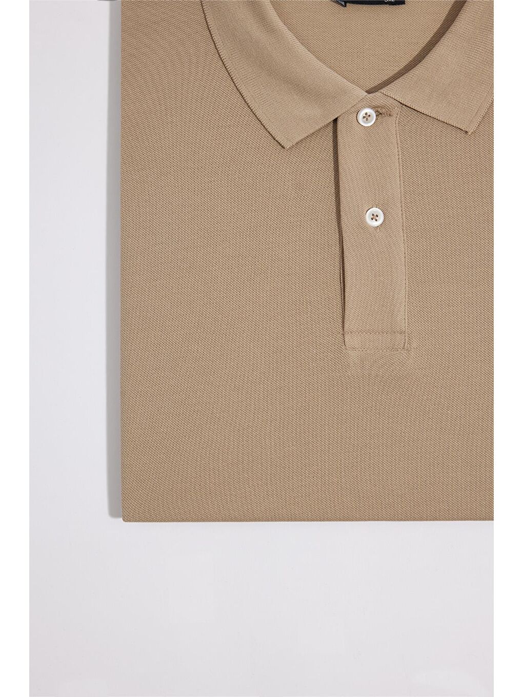 Bej Erkek Big Size Büyük Beden %100 Pamuk Düz Pike Taş Polo Yaka Tişört-2