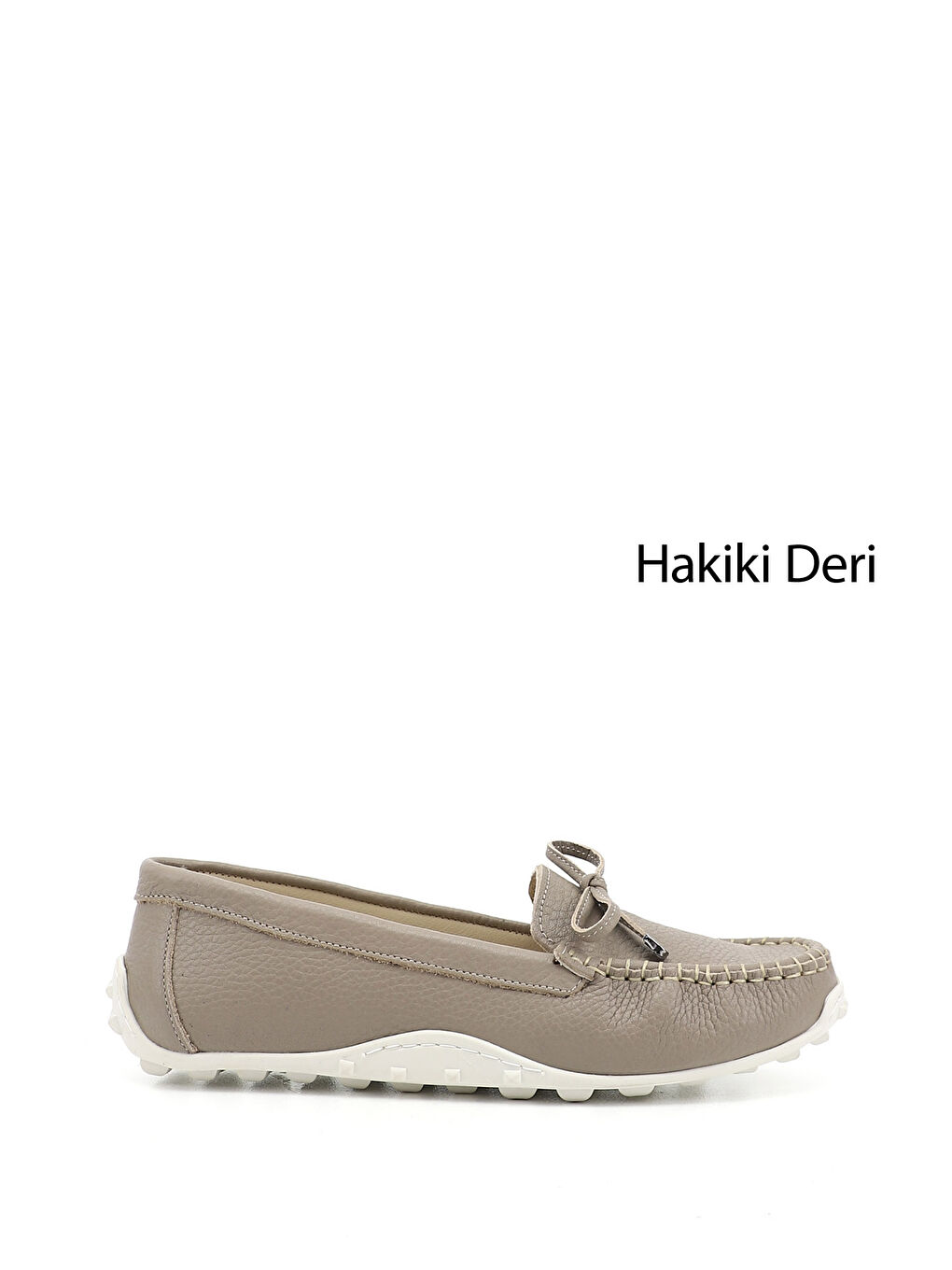 Bej Kadın BEJ-VİZON Fiyonklu Hakiki Deri Comfort Loafer