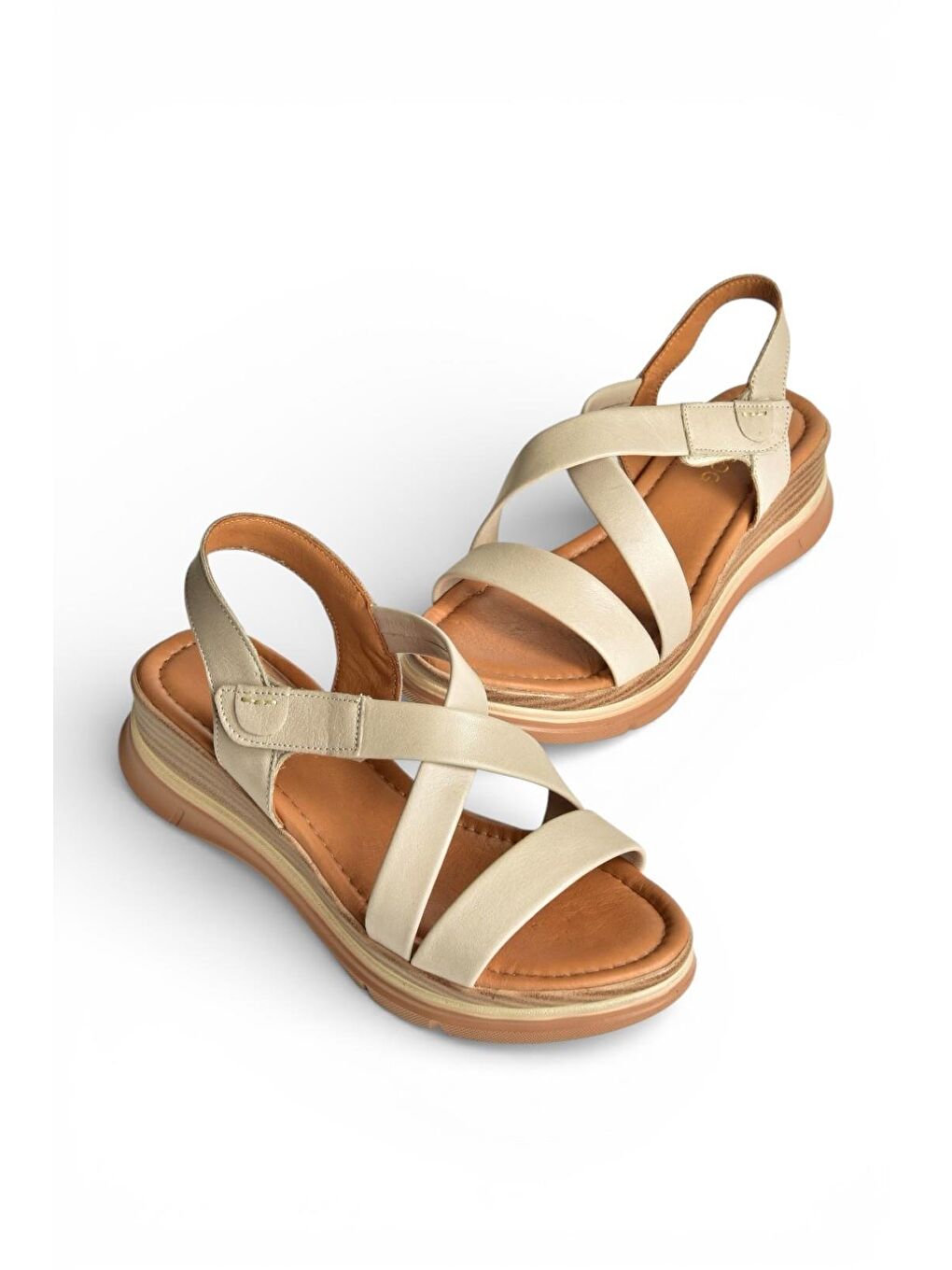 Bej Vizon Kadın Sandalet Y555420203-4