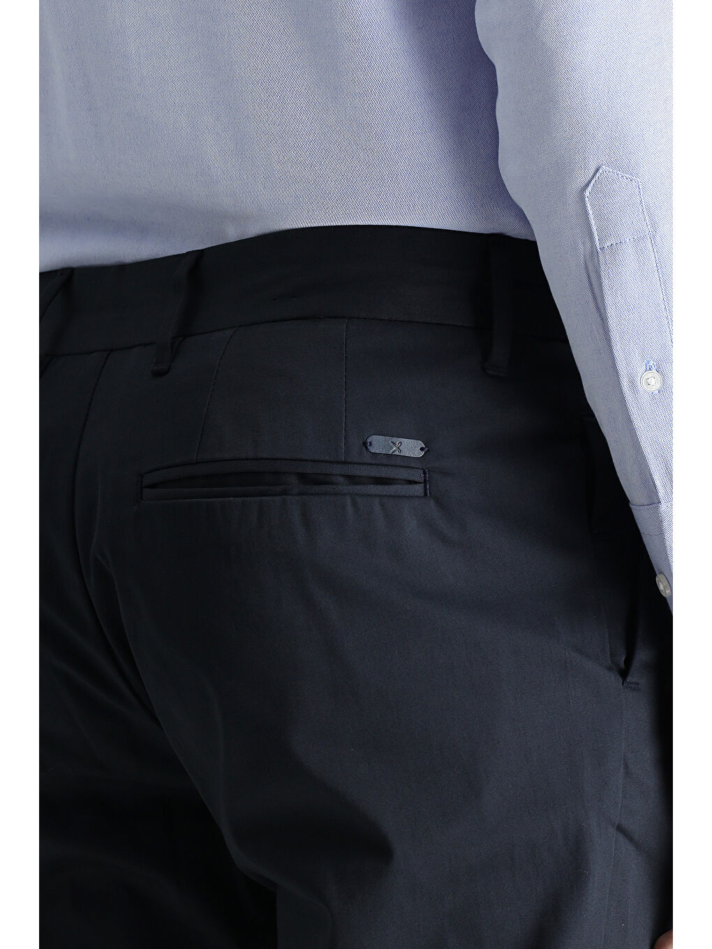 Lacivert Slim Fit Dar Kesim Elastanlı Saten Kanvas / Chino Pantolon-4