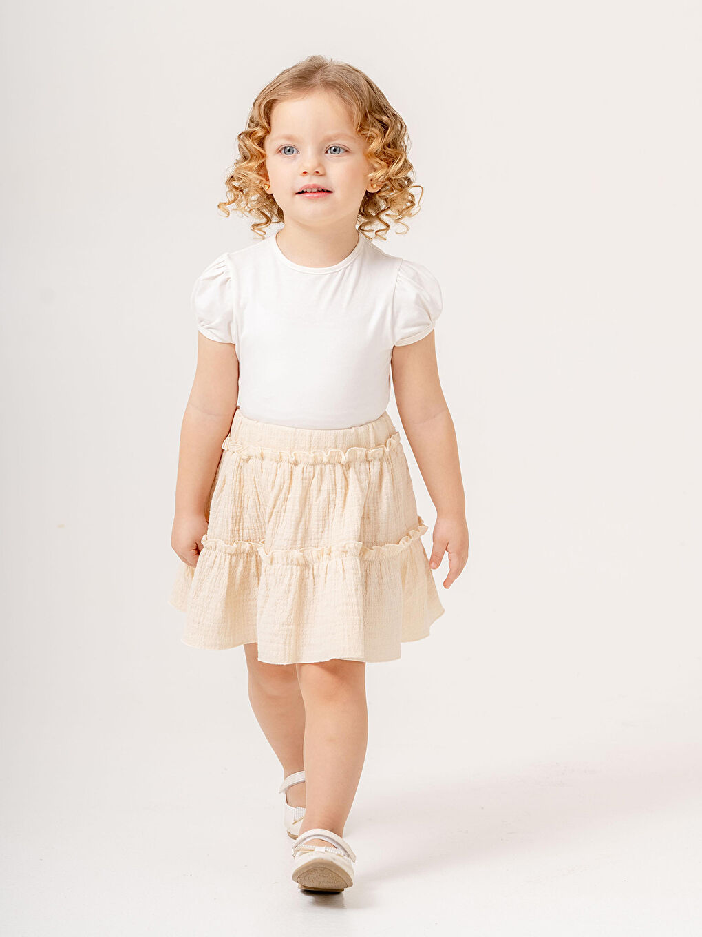 Kız Çocuk 3'lü Takım 2-5 Yaş Ekru-5