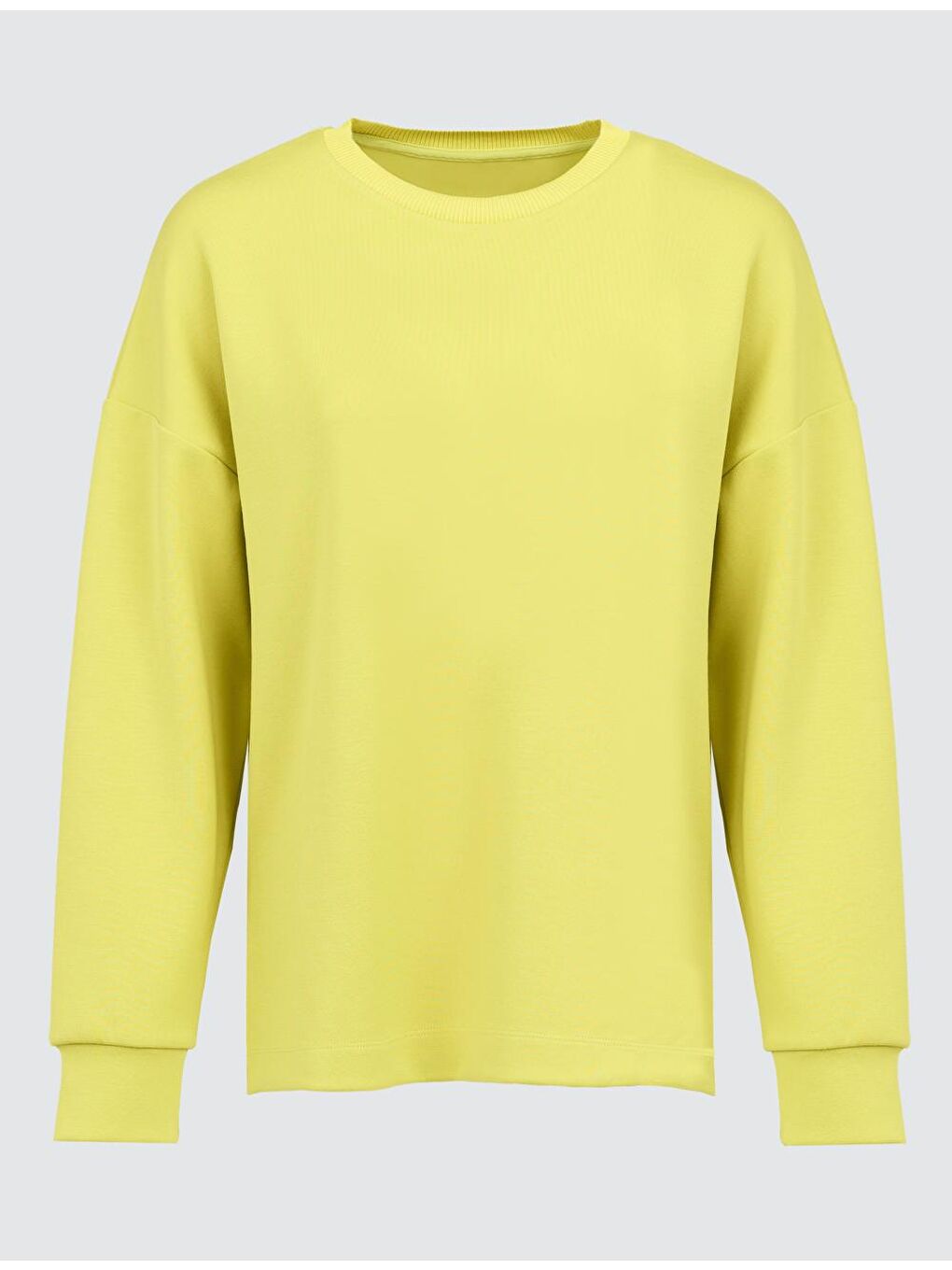 Sarı Limoni Bisiklet Yaka Uzun Kollu Oversize Sweatshirt-5