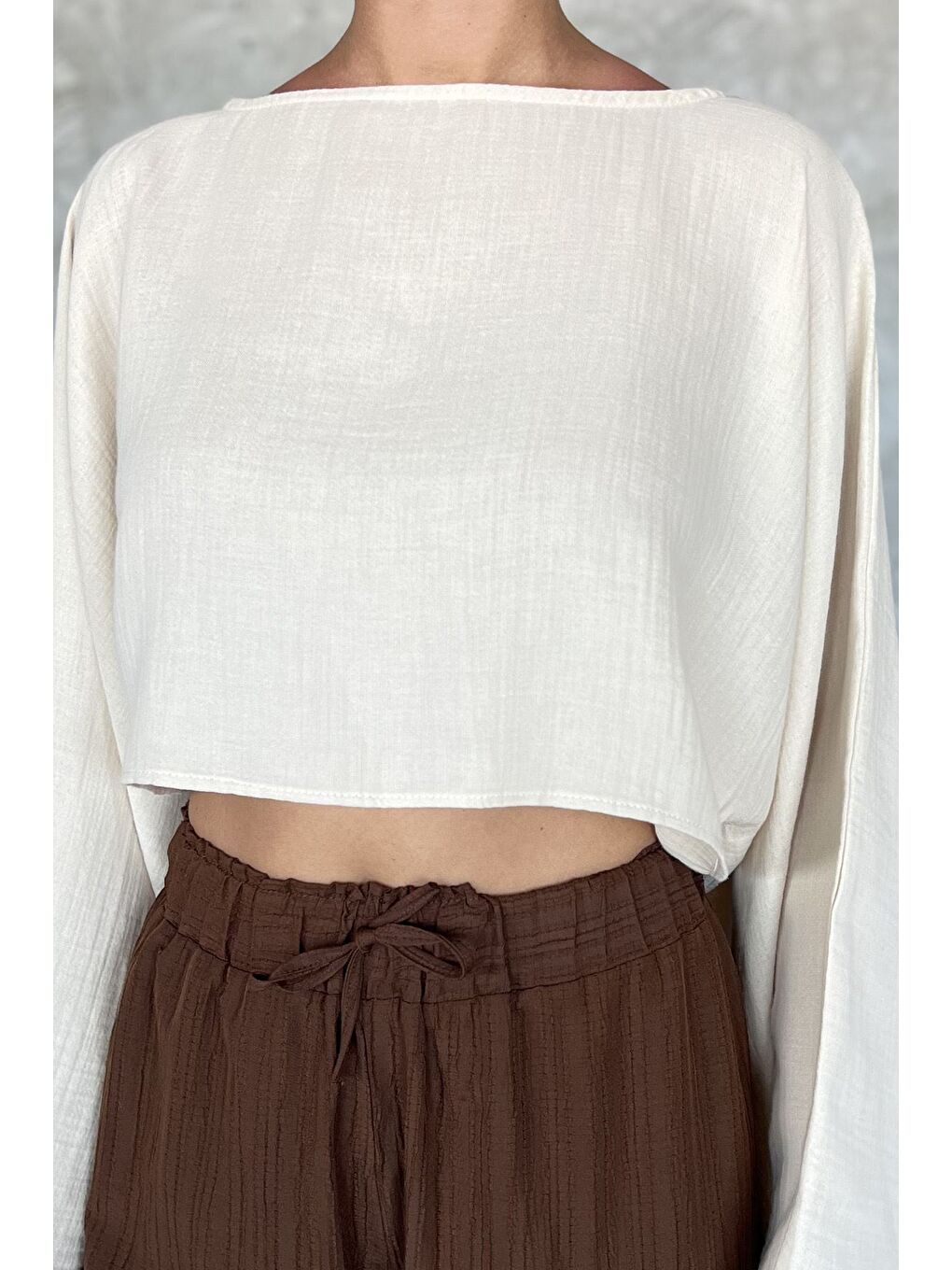 Bej Yarasa Kol Salaş Kadın Bluz-3