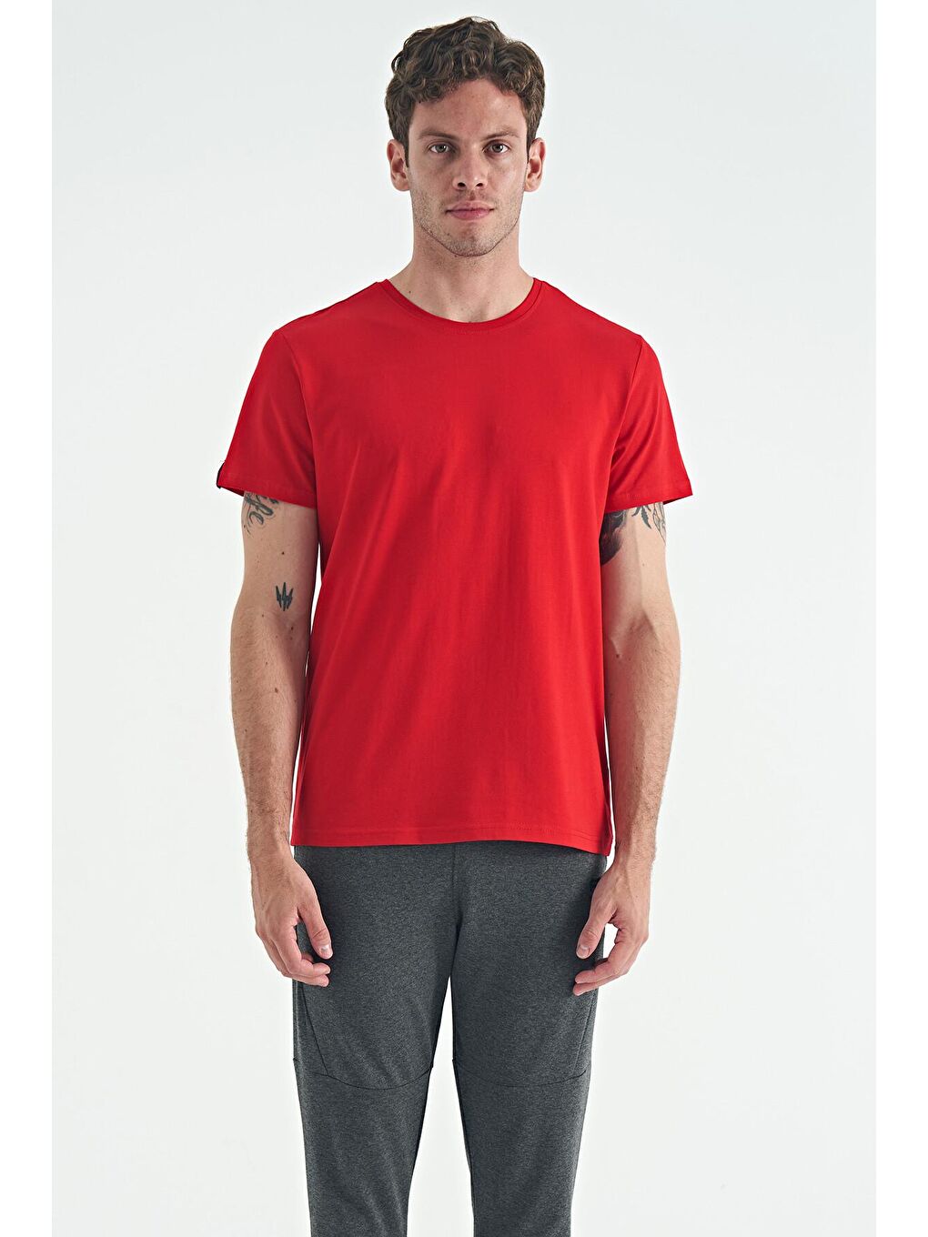 AIR JONES Calvin Kırmızı Basic Erkek T-Shirt - 88245