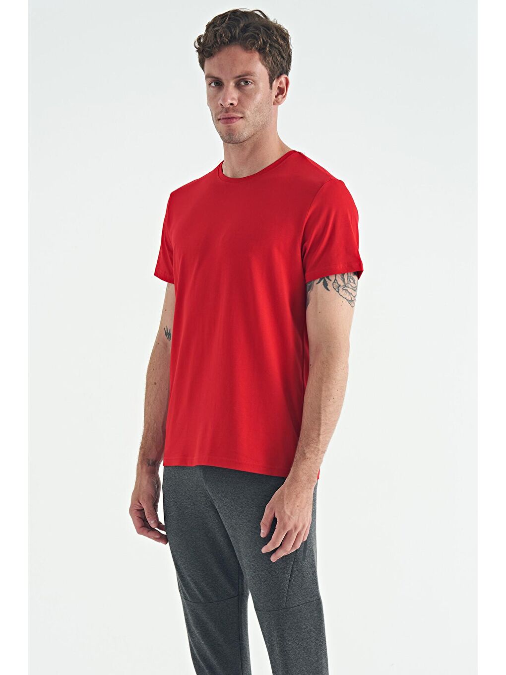 AIR JONES Calvin Kırmızı Basic Erkek T-Shirt - 88245 - 1