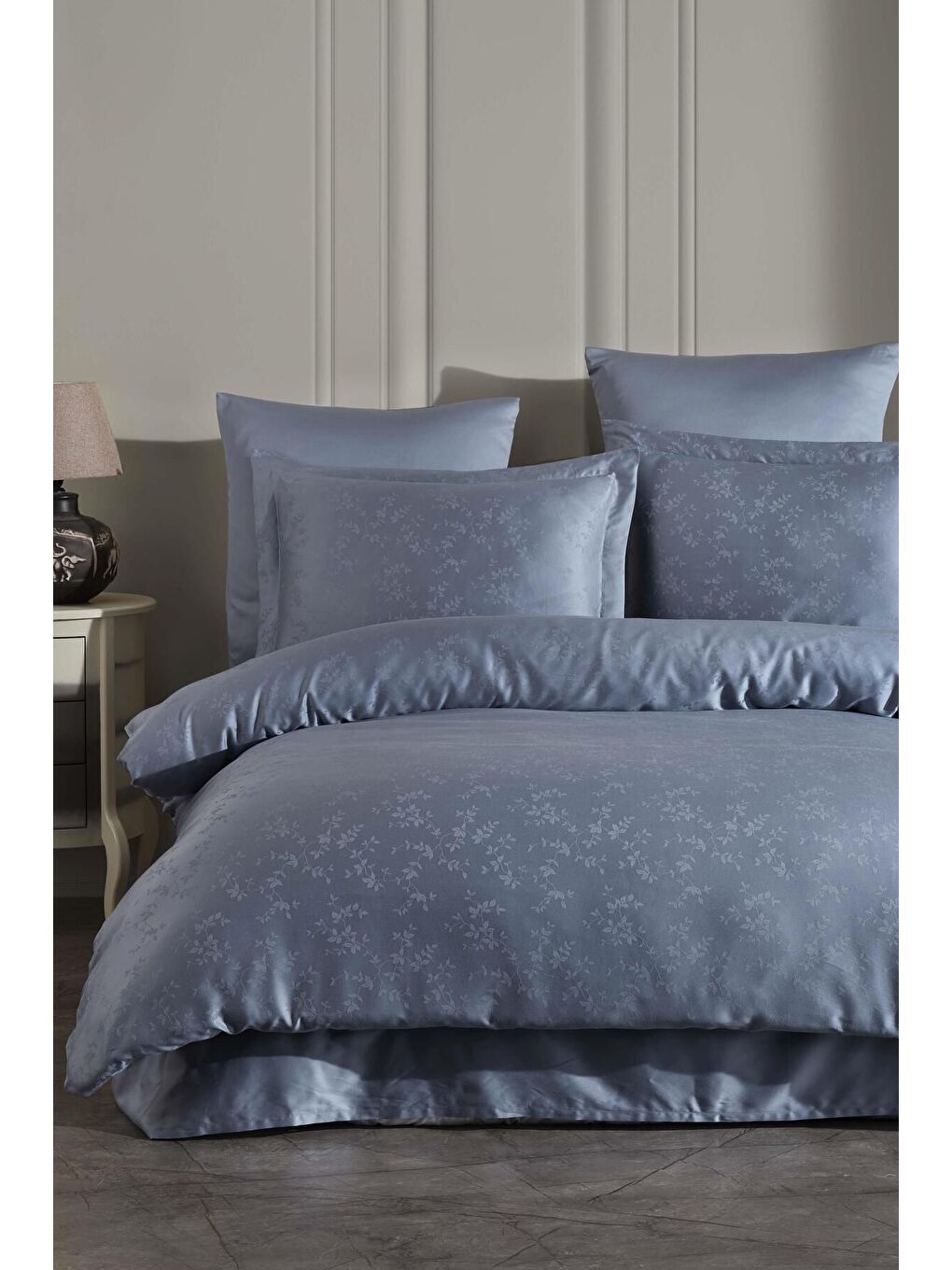 Lyocell Jakar Nevresim Takımı Çift Kişilik Eva İndigo