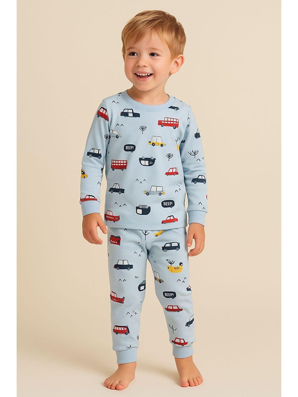 Karışık Erkek Çocuk Araba Desenli Pijama Takımı
