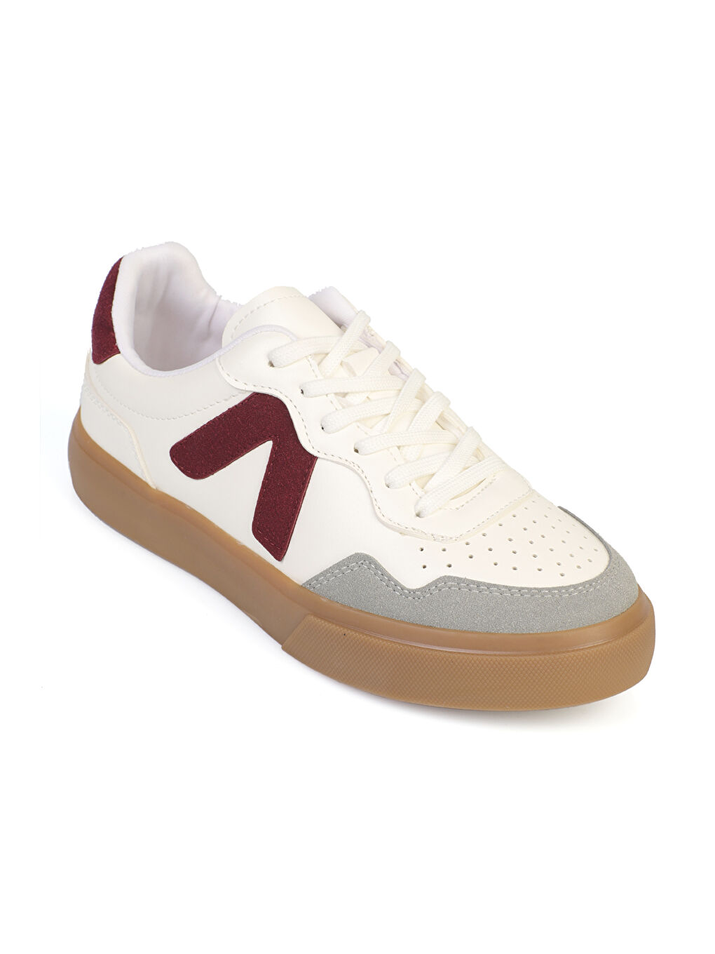 Bordo Lianna V Detaylı Bağcıklı Günlük Spor Kadın Sneaker Ayakkabı