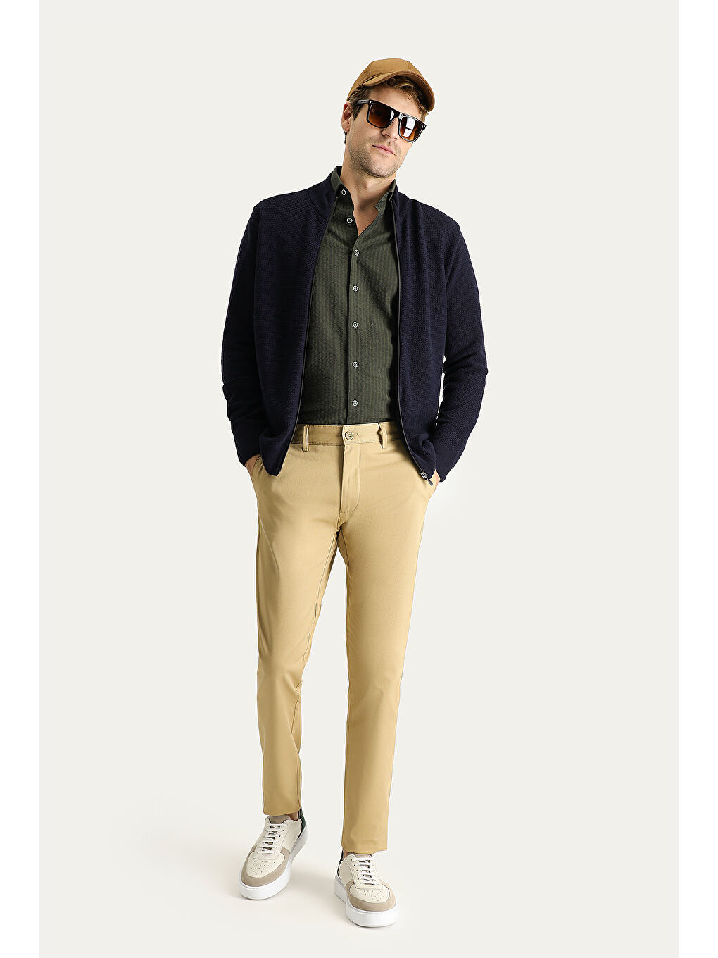 Bej Regular Fit Elastanlı Kanvas / Chino Pantolon