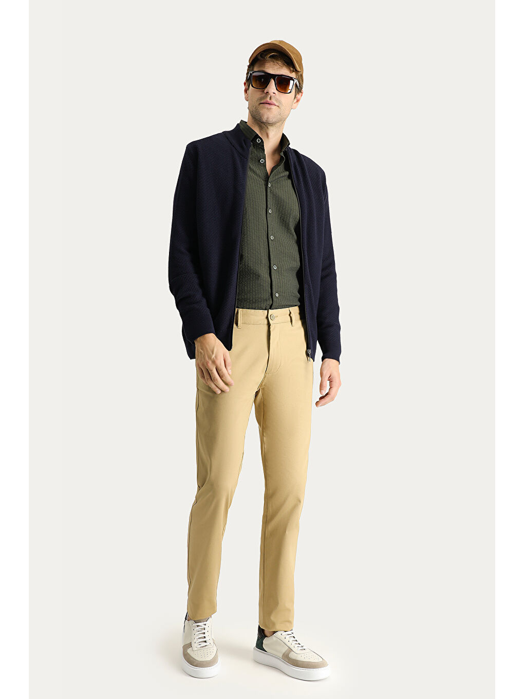 Bej Regular Fit Elastanlı Kanvas / Chino Pantolon-1