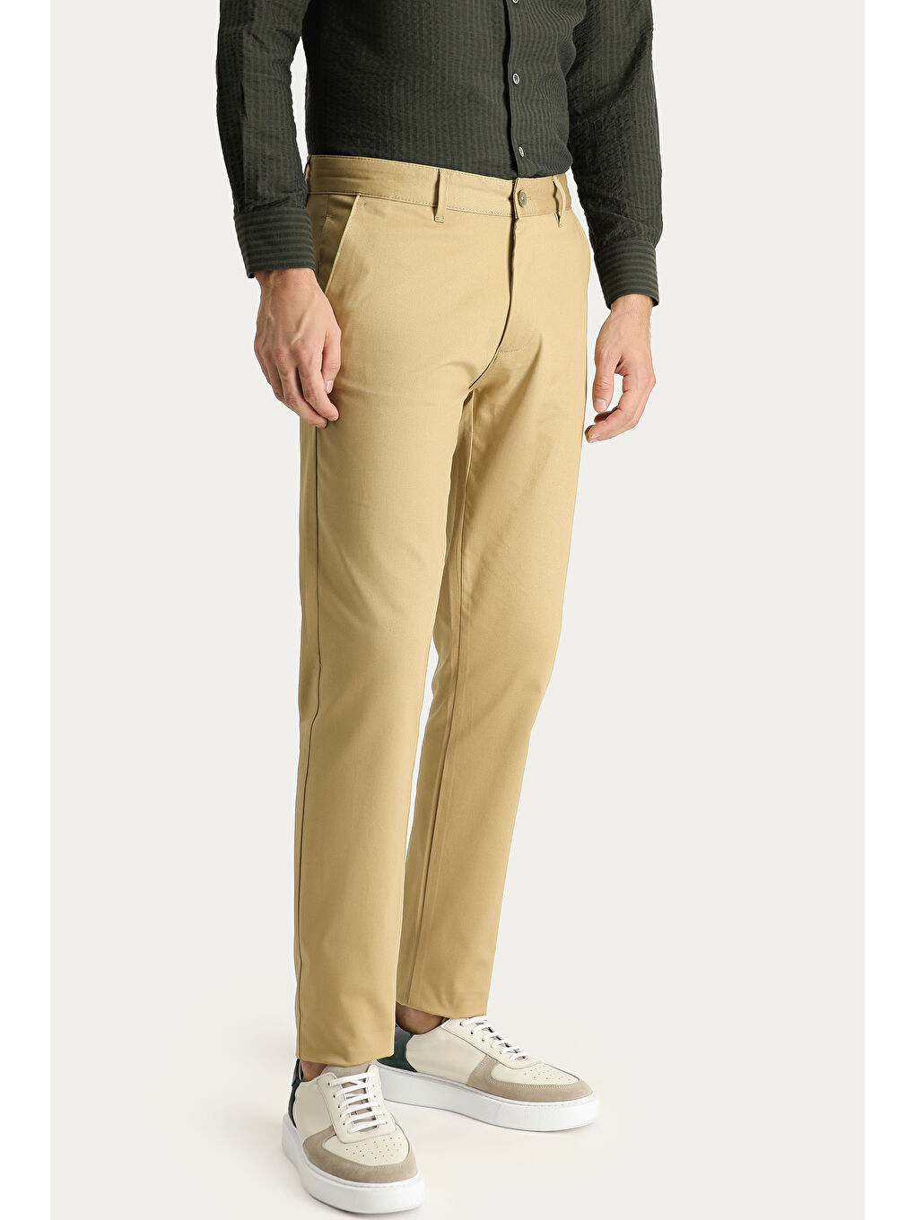 Bej Regular Fit Elastanlı Kanvas / Chino Pantolon-3