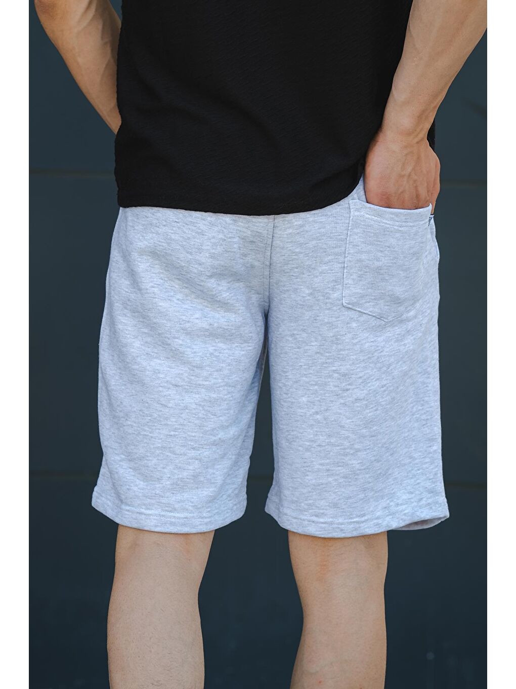 Gri Palmiro Dokuma Basic Erkek Bermuda Şort-3