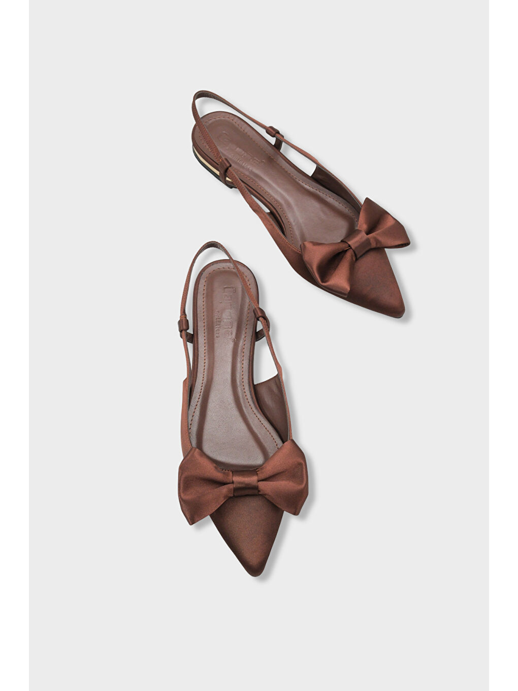 Kahverengi Ania Sivri Burunlu Saten Arkası Açık Kadın Babet-6