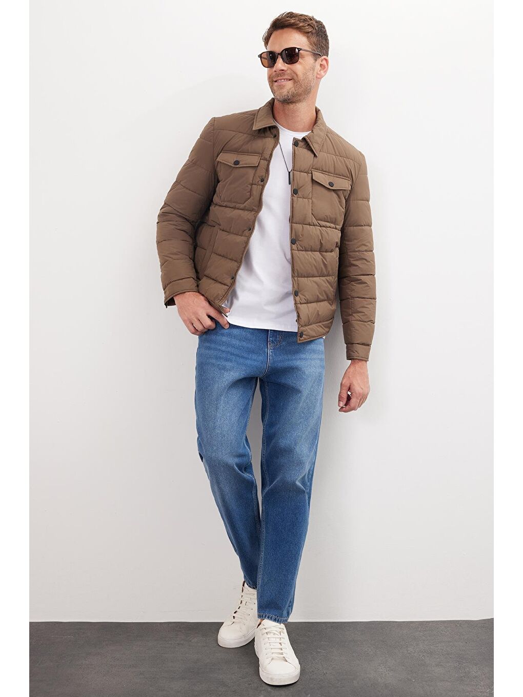 Erkek Regular Fit Klasik Kesim Çift Cepli Çıtçıt Kapamalı Sıcak Tutan Kahverengi Mont-4