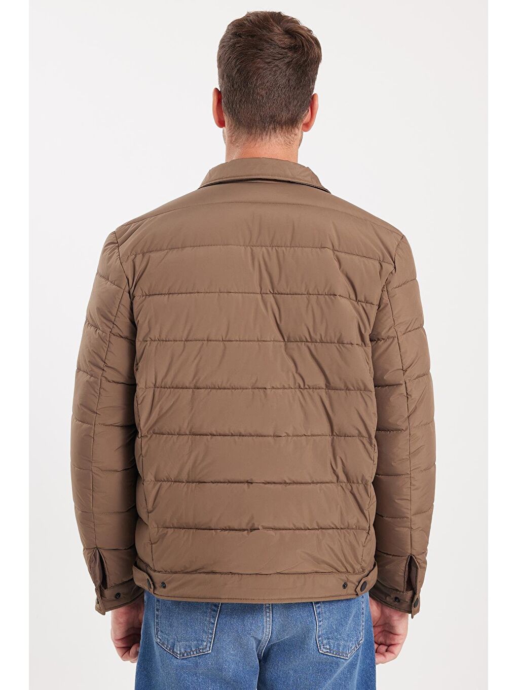 Erkek Regular Fit Klasik Kesim Çift Cepli Çıtçıt Kapamalı Sıcak Tutan Kahverengi Mont-6