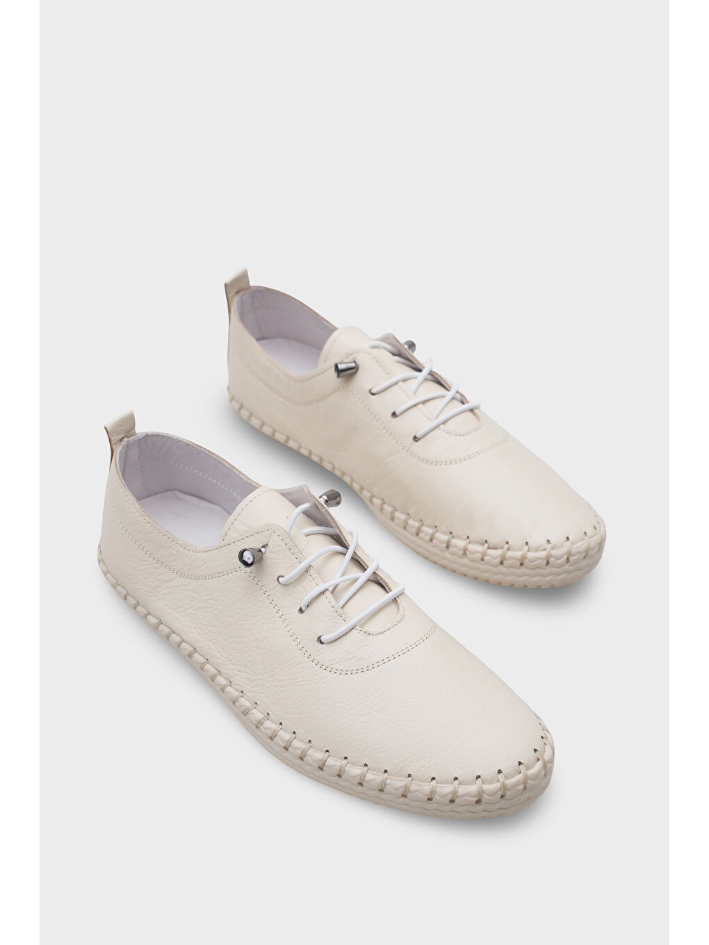 Bej Fina Hakiki Deri Soft Konfor Tabanlı Kadın Sneaker-2