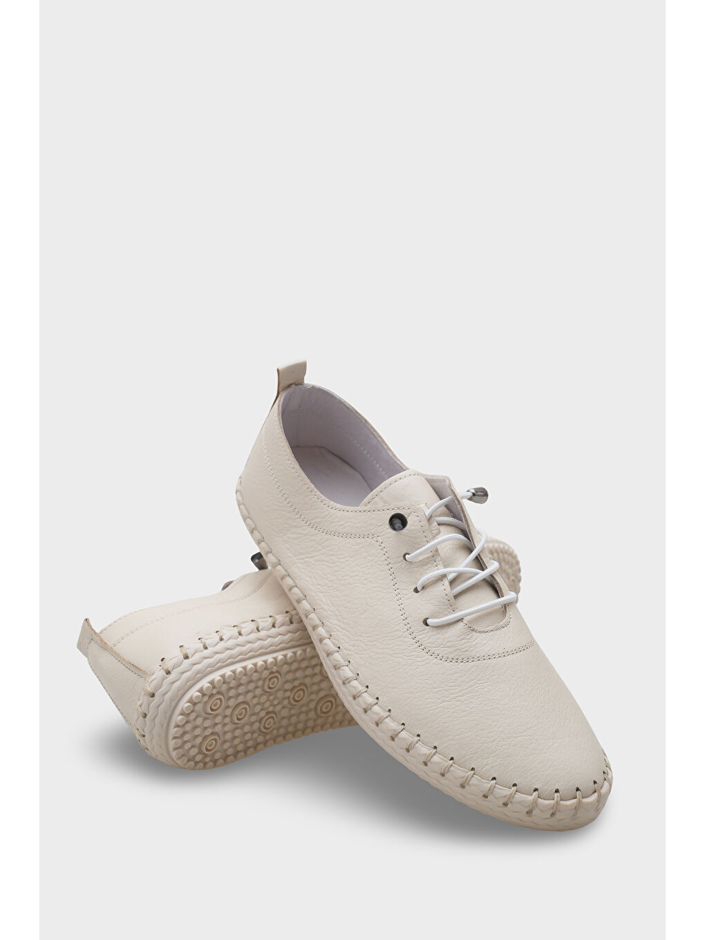 Bej Fina Hakiki Deri Soft Konfor Tabanlı Kadın Sneaker-4