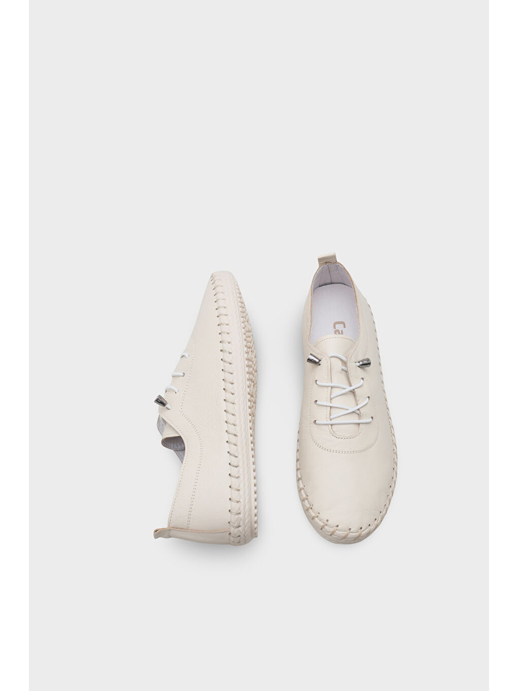 Bej Fina Hakiki Deri Soft Konfor Tabanlı Kadın Sneaker-5