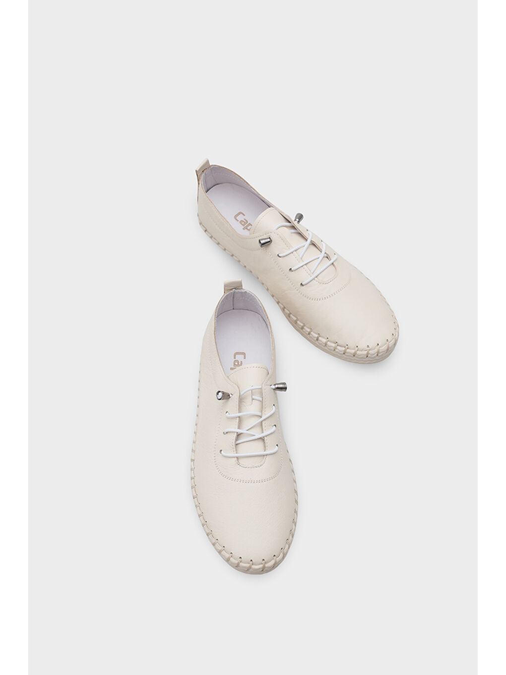 Bej Fina Hakiki Deri Soft Konfor Tabanlı Kadın Sneaker-6