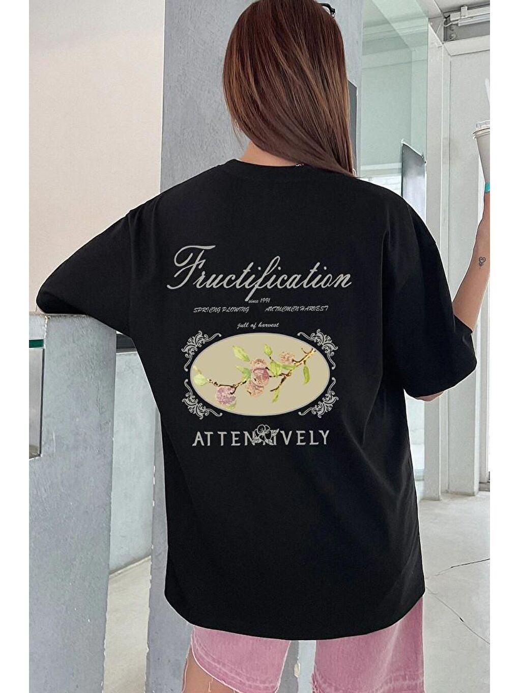 uyguntarz Siyah Fructification Baskılı T-shirt - 1